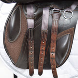 Kent and Masters Pony Club Long Leg saddle, Adjustable Gullet, 16.5", Brown (SKU446)