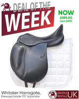 Whitaker Harrogate Dressage Saddle, 17.5", Adjustable, Black (SKU405) - BUY IT NOW