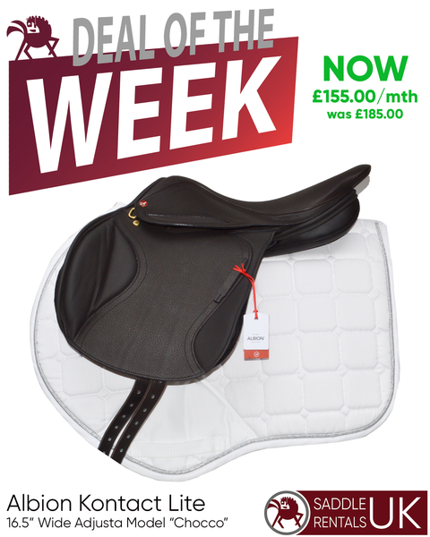 Albion Kontact Lite Jump Saddle - 16.5" Wide (Adjusta Model) Chocco (SKU432)