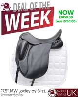 Loxley by Bliss Dressage Monoflap  Saddle, 17.5", MW, Black (SKU435) - BUY IT NOW