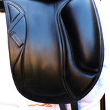 Collegiate Integrity Monoflap Dressage Saddle, Adjustable, 17", Black (SKU243) - BUY IT NOW