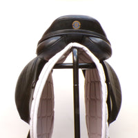 Kent and Masters Pony Club Long Leg saddle, Adjustable Gullet, 16.5", Black (SKU373)