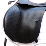 Kent and Masters Pony Club Long Leg saddle, Adjustable Gullet, 16.5", Black (SKU373)