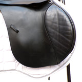 Kent and Masters Pony Club Long Leg saddle, Adjustable Gullet, 16.5", Black (SKU373)