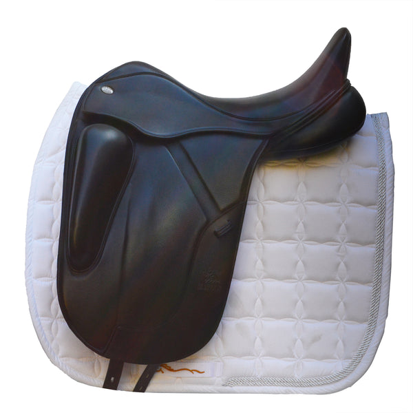 17.5" Fairfax Gareth Adjustable Gullet Monoflap Dressage Saddle, Black (SKU353) - BUY IT NOW